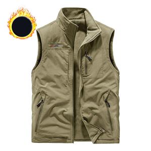 PC31NQ Fall/winter Plus Velvet Vest Outdoor Sports Vest for Middle-aged and Elderly Men Quick-drying Multi-pocket Leisure Vest