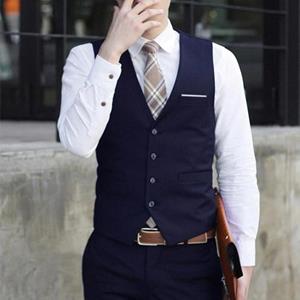 Cozyoutfit Tops Men Classic Formal Business Slim Fit Chain Vest Suit Male Clothing Waistcoat