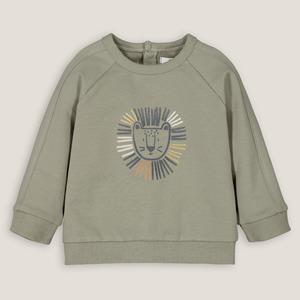 LA REDOUTE COLLECTIONS Sweater met ronde hals in molton, leeuwenkop motief