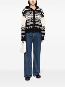 STUDIO TOMBOY intarsia-knit hooded cardigan - Zwart