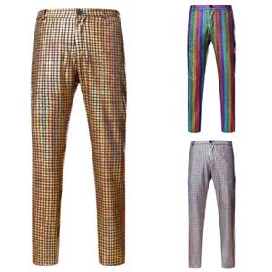 Tianhangyuan Men's Pants Rainbow Sequin Disco Stylish Comfortable Wide Application Nightclub DJ Stage Men's Pants Trousers