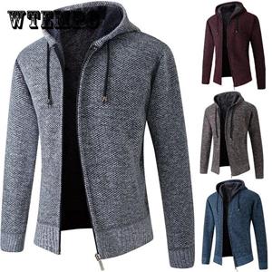 WTEMPO Men's Winter Coat Plus Velvet Thickening Fashion Knitted Sweater Coat Cardigan To Keep Warm