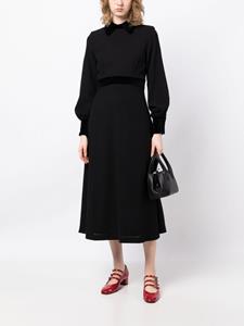 JANE Midi-jurk met gespreide kraag - Zwart