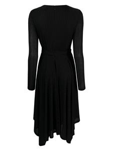 DKNY asymmetric-hem striped midi dress - Zwart