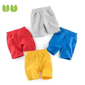 27kids Summer Boys' Shorts Baby Pants Solid Color Fifth Pants Student Beach Pants Cotton