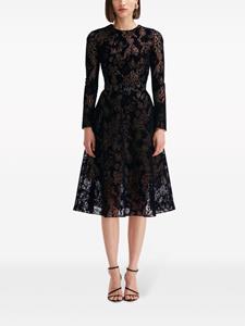 Oscar de la Renta Midi-jurk met bloemenkant - Zwart