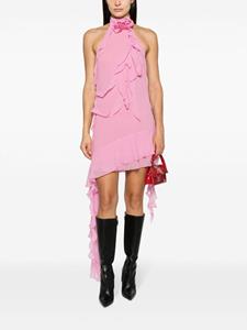 Blumarine ruffled halterneck silk minidress - Roze