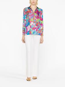 Versace x Dua Lipa zijden blouse met bloemenprint - Blauw