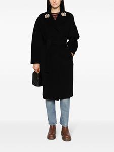 Elisabetta Franchi rhinestone-embellished wool coat - Zwart