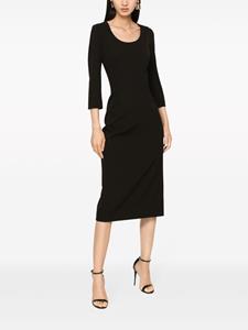 Dolce & Gabbana scoop-neck virgin-wool midi dress - Zwart