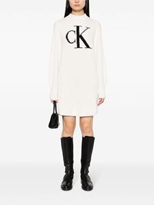 Calvin Klein logo-intarsia ribbed-knit minidress - Beige