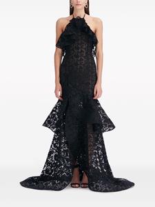 Oscar de la Renta lace-detailing halterneck dress - Zwart