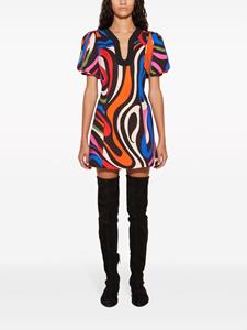 PUCCI abstract print puff-sleeves minidress - Zwart