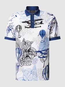 Emporio Armani Poloshirt in all-over look met korte knoopsluiting