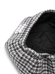 Miu Miu houndstooth-pattern virgin-wool beret - Zwart