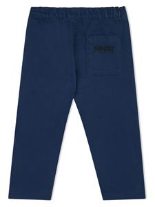 Kenzo Kids logo-embroidered twill straight-leg trousers - Blauw