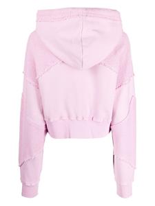 Khrisjoy panelled cropped cotton hoodie - Roze