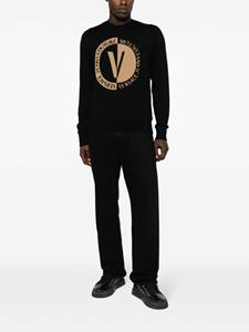 Versace intarsia-knit logo wool jumper - Zwart