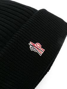 Moncler Grenoble logo-embroidered padded wool beanie - Zwart
