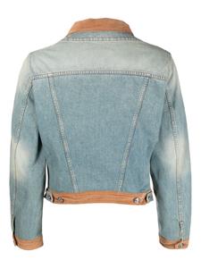 BLUEMARBLE velvet-trim cotton denim jacket - Blauw