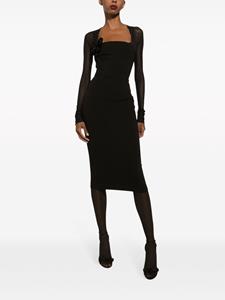 Dolce & Gabbana tulle-sleeve midi dress - Zwart