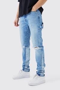 Boohoo Tall Straight Rigid Carpenter Jeans, Vintage Blue