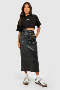 Boohoo Petite Nepleren Krokodillen Midaxi Rok Met Split, Black