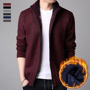 Dorado Coat Men's Winter Thick Knit Sweater Coat Long Sleeve Standing Collar Zipper Coat