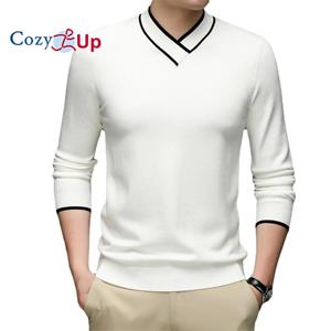 Cozy Up Men Knitwear Soft Warm Pullovers V-Neck Solid Color Sweaters