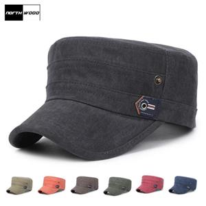 [NORTHWOOD] Effen zwarte platte top cap voor mannen vrouwen bot militaire hoed zomer zonneklep vader hoed Gorras trucker cap