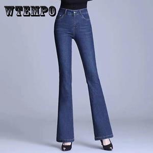 WTEMPO Summer Thin High-waisted Stretch Bootcut Jeans Women's Slimming Temperament All-match Flared Pants