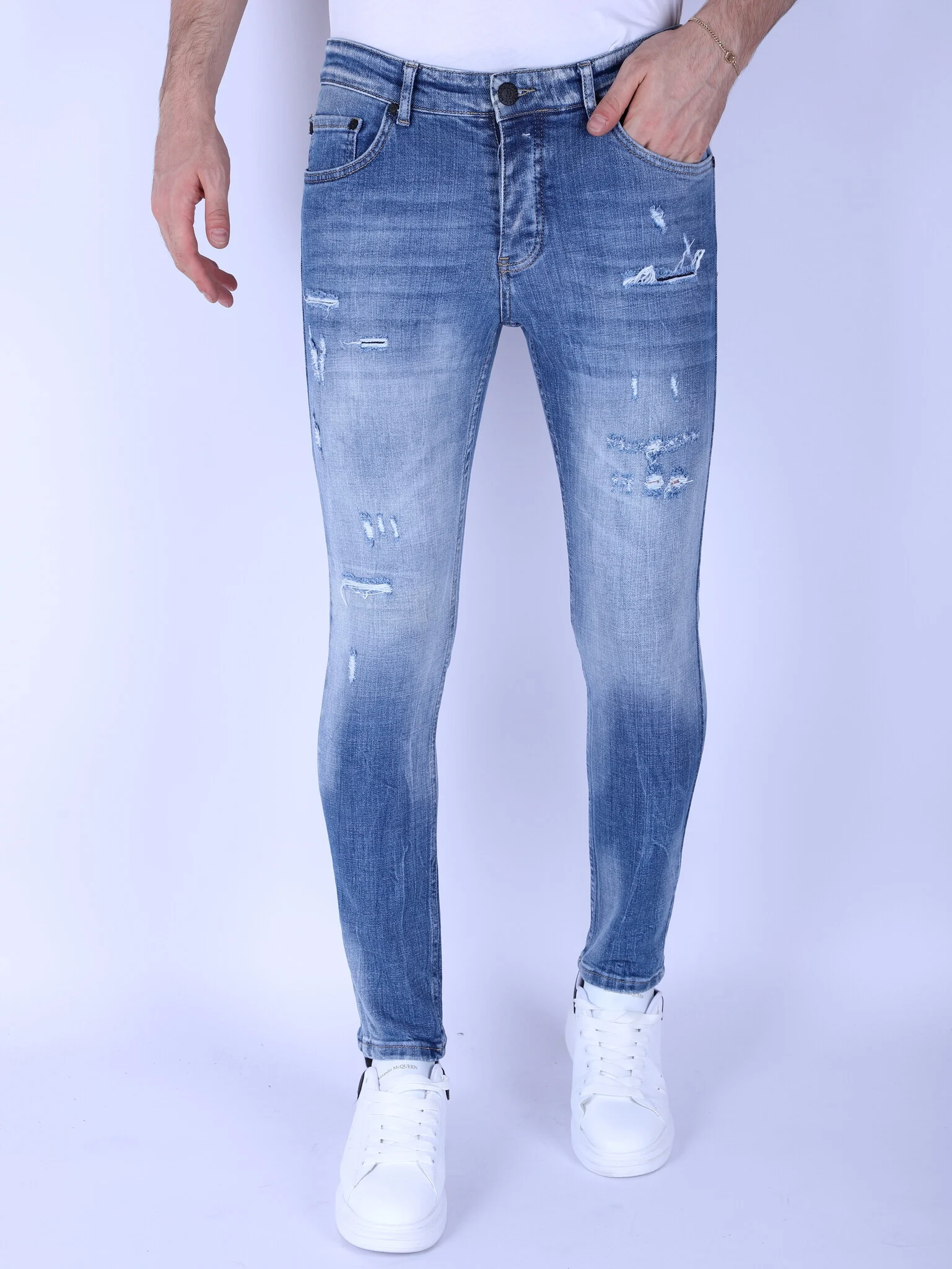 Local Fanatic Stonewashed slim fit jeans met stretch 1098