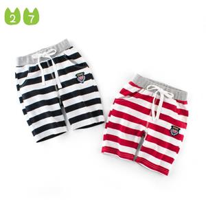 27kids Shorts Nieuwe Kleine en Middelgrote Jongens Midden broek Gestreepte Stretch Katoenen Shorts Baby Vijfde Broek