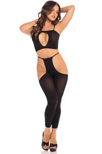 Pink Lipstick Lingerie Top & Leggings 2 tlg. Set Top und Leggings - schwarz