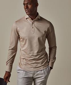 Profuomo Camel Japanese knitted polo shirt Heren