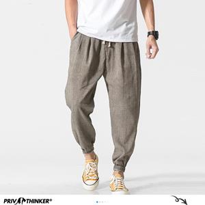 KR-LALALANG Privathinker katoen linnen casual harem broek mannen joggers man zomer broek mannelijke Chinese stijl baggy broek 2020 kleding