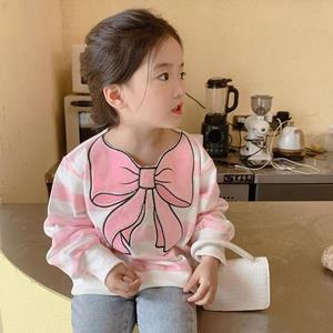 Selfyi Kids Girls' Sweaters Striped Pullover Bow Loose Tops