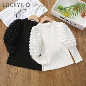 YOUULAR Baby meisjes prinses T-shirt puf lange mouw baby peuter kind katoenen sweatshirt meisje top lente herfst babykleding 1-6y