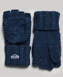 Superdry Vrouwen Gebreide Handschoenen met Kabelpatroon Blauw Grootte: 1SIZE