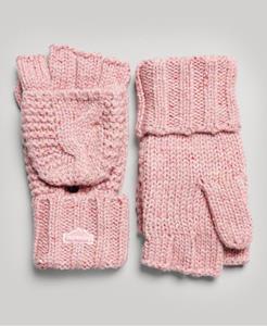 Superdry Vrouwen Gebreide Handschoenen met Kabelpatroon Roze Grootte: 1SIZE