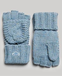 Superdry Vrouwen Gebreide Handschoenen met Kabelpatroon Lichtblauw Grootte: 1SIZE