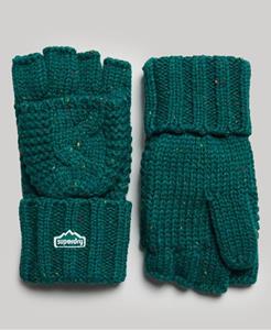 Superdry Vrouwen Gebreide Handschoenen met Kabelpatroon Groen Grootte: 1SIZE