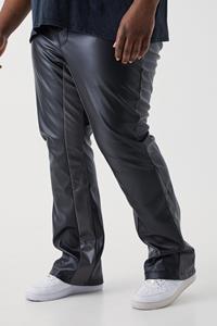 Boohoo Plus Fixed Waist Slim Flare Gusset Pu Trouser, Black