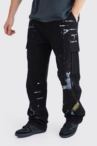 Boohoo Tall Relaxed Fit All Over Paint Splatter Trouser, Black