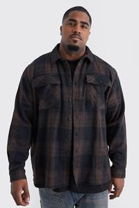 Boohoo Plus Longsleeve Regular Flannel Overshirt, Brown