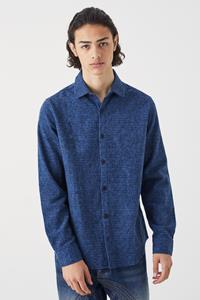 Boohoo Wollen Melton Overhemd Met Knopen, Blue