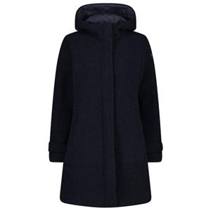 CMP  Women's Coat Fix Hood Wooltech - Lange jas, zwart/blauw