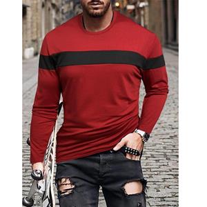 Haojun Daily Wear Men's Casual Slim Fitting Men's Tops T-shirt, Simple and Fashionable Striped Men's Long Sleeved T-shirt.