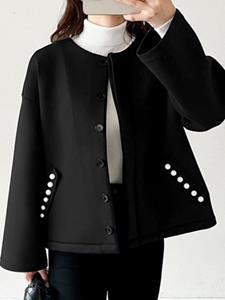 ZANZEA Women Solid Collarless Button Front Casual Long Sleeve Jacket