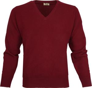 William Lockie V-Auschnitt Pullover Lambswool Bordeaux